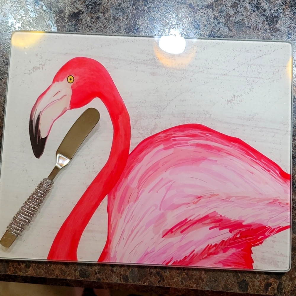 Glass Flamingo  tray